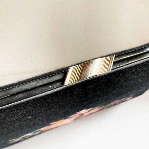 Vintage Black Colourful Floral Large Needlepoint Top Handle Bag - Picture 3 of 8